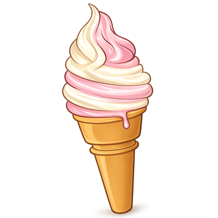 Eis mit Erdbeer und Vanille